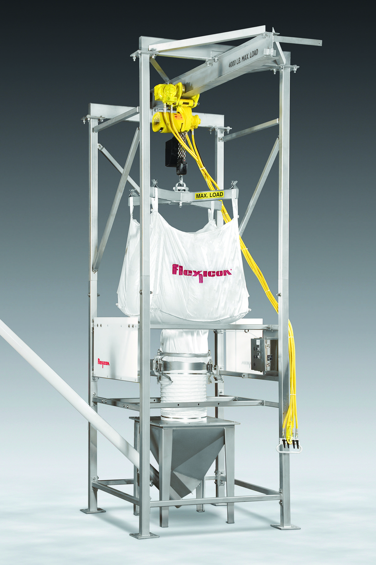 Bulk bag discharge for explosive environments Bulk Distributor