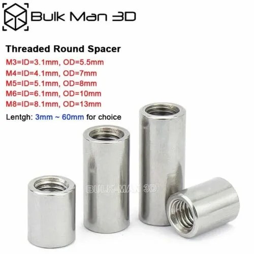 Threaded Round Spacers M3/M4/M5/M6/M8 BulkMan 3D