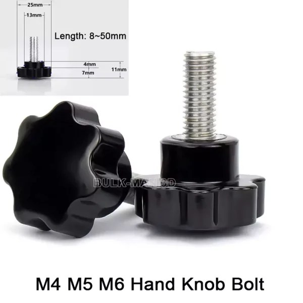 M4 M5 M6 Plastic Handle Knob Bolt Screw (Plastic Head Φ25mm)