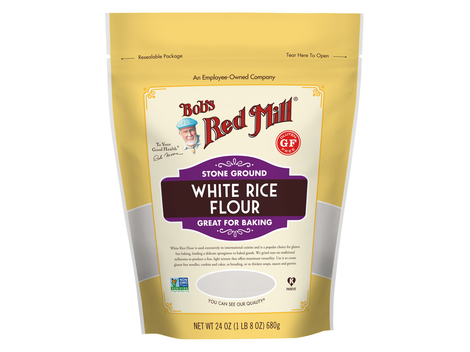 Flour, White Rice Gluten Free 24 oz. [Pack of 4] Bulk Nuts 4 You