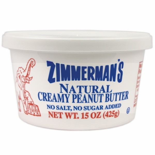 Peanut Butter, Creamy Unsalted 15 oz. [Pack of 12] [Zimmerman's] Bulk