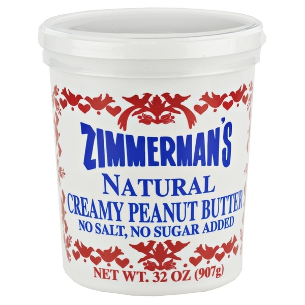 Peanut Butter, Creamy Unsalted 32 oz. [Pack of 6] [Zimmerman's] Bulk