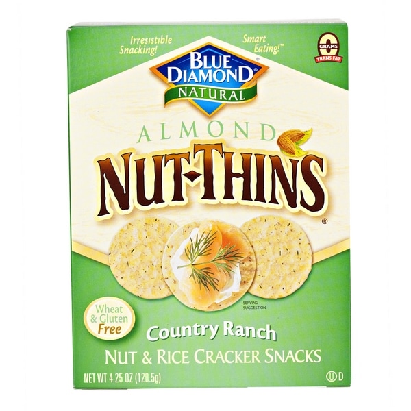 NutThins, Crunchy Ranch 4.25 oz. [Pack of 12] [Blue Diamond] Bulk