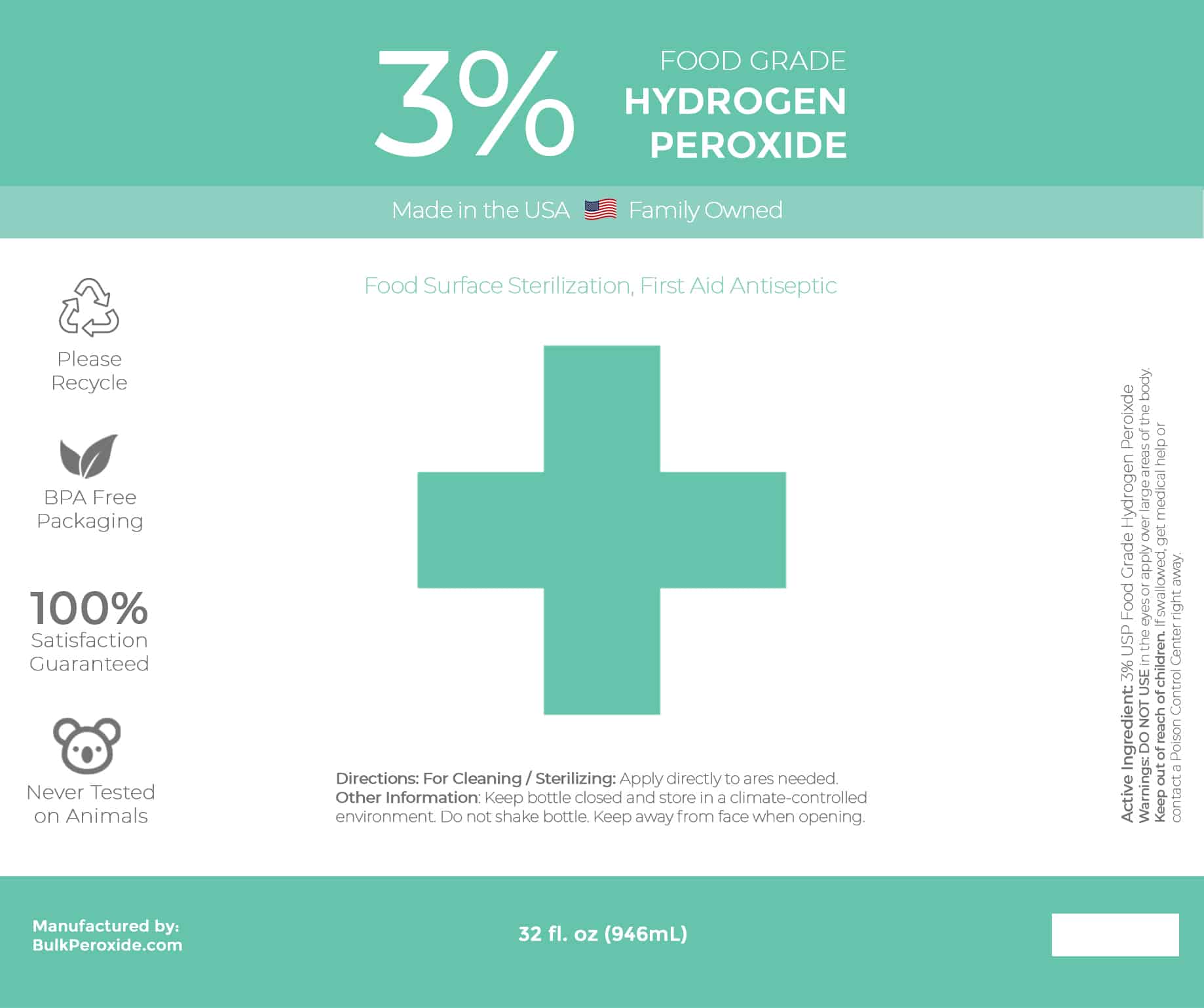 3 Food Grade Hydrogen Peroxide 32 oz Bulk Peroxide