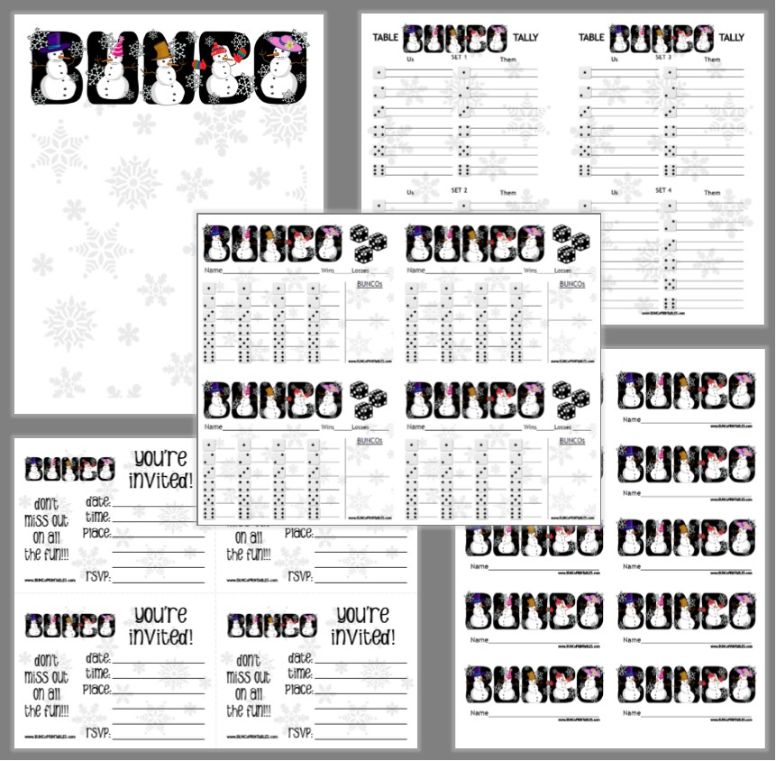 Let it Snow Bunco Set Bunco Printables
