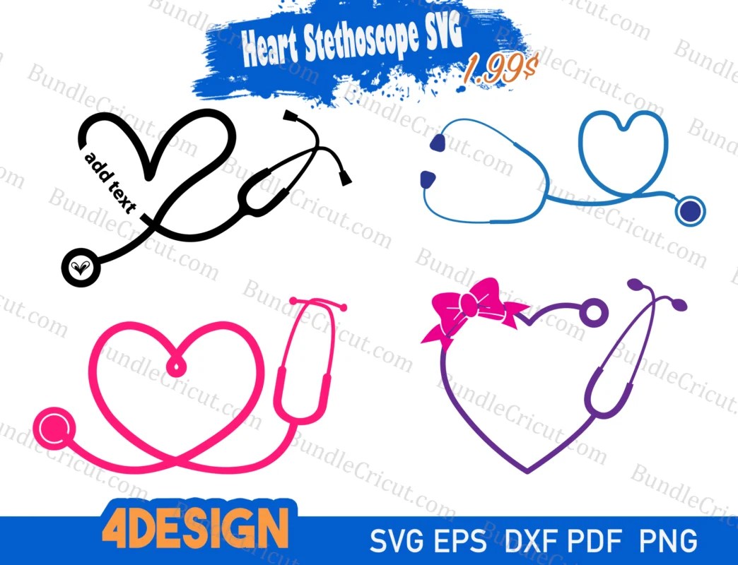 Heart Stethoscope SVG Bundle Cricut