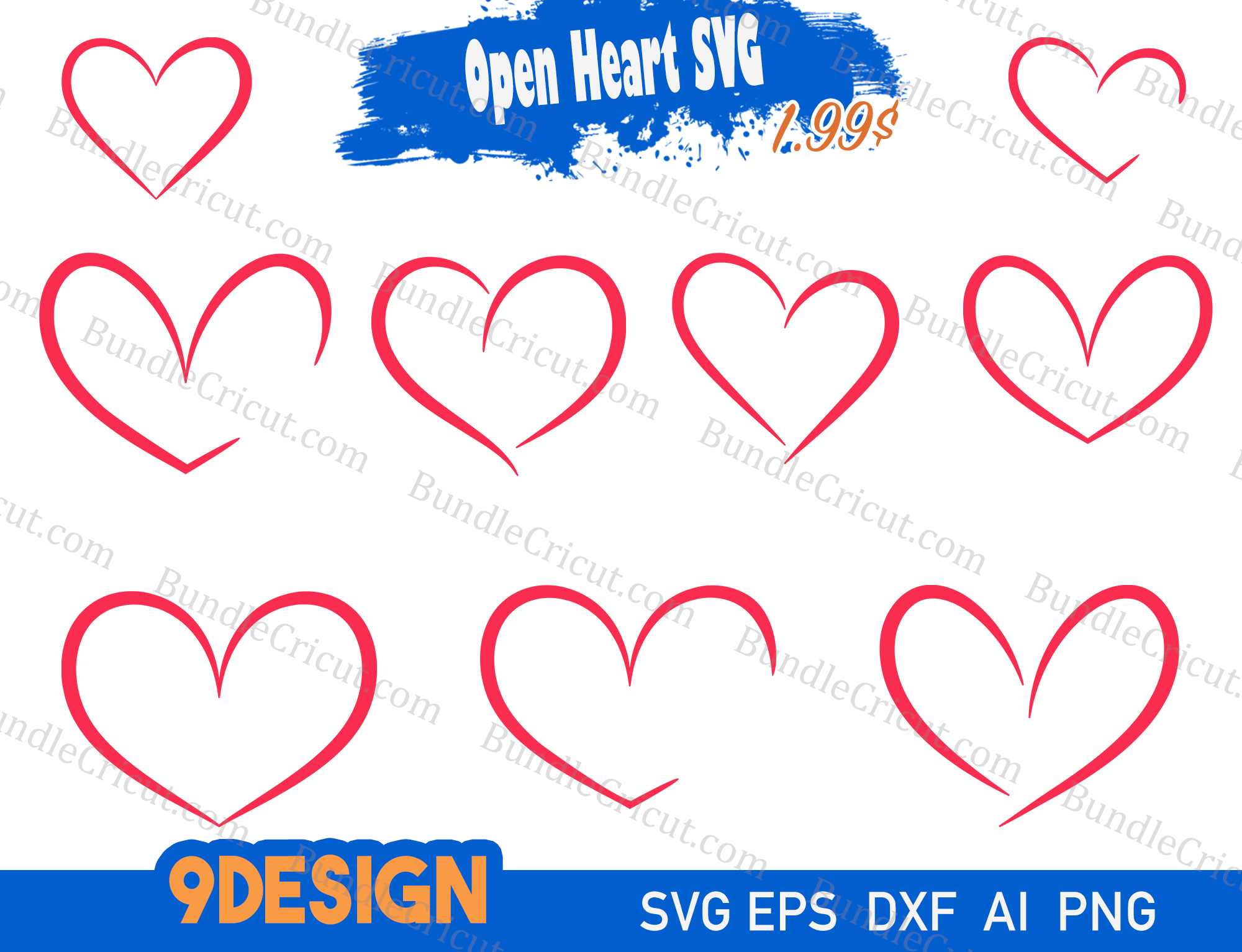 Open Heart SVG Bundle Cricut