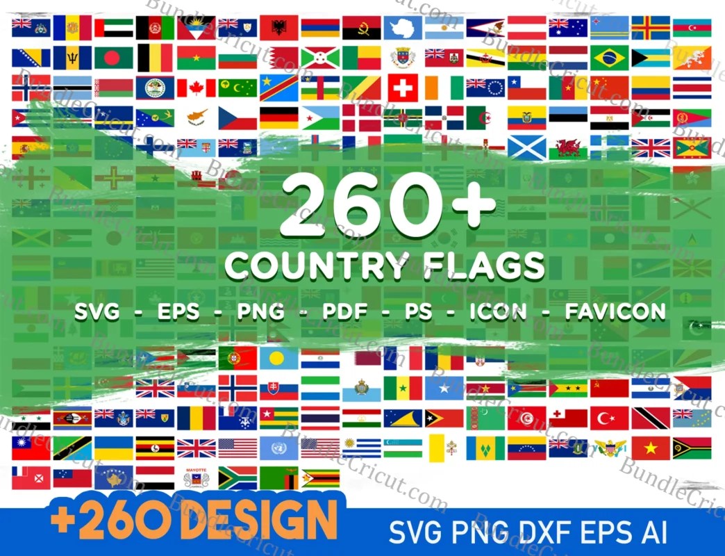 All Country Flags SVG Bundle Cricut