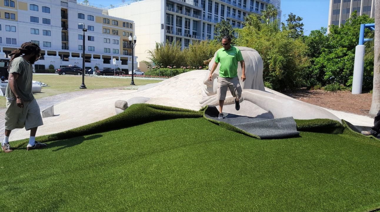 See Art Orlando's "The Muse" to get layer of AstroTurf installed