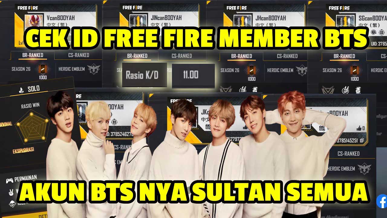 ID FF BTS, Daftar ID/Nickname Member BTS yang Asli