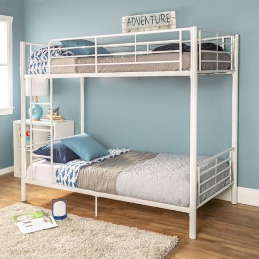 Twin over Twin White Metal Bunk Bed
