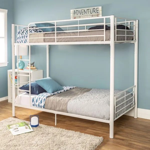 Twin over Twin White Metal Bunk Bed