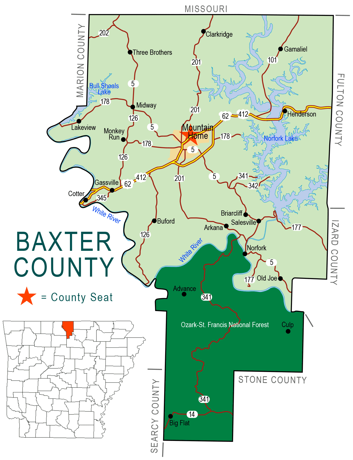 Baxter County Map Encyclopedia of Arkansas(04)