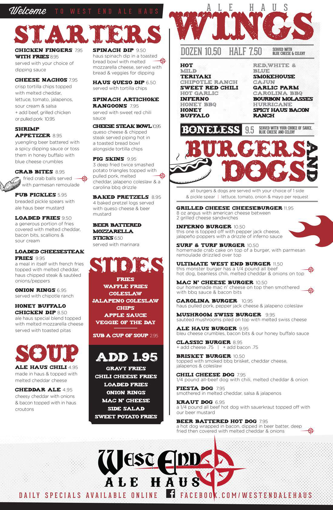 West End Ale Haus Bloomsburg Restaurant Menus