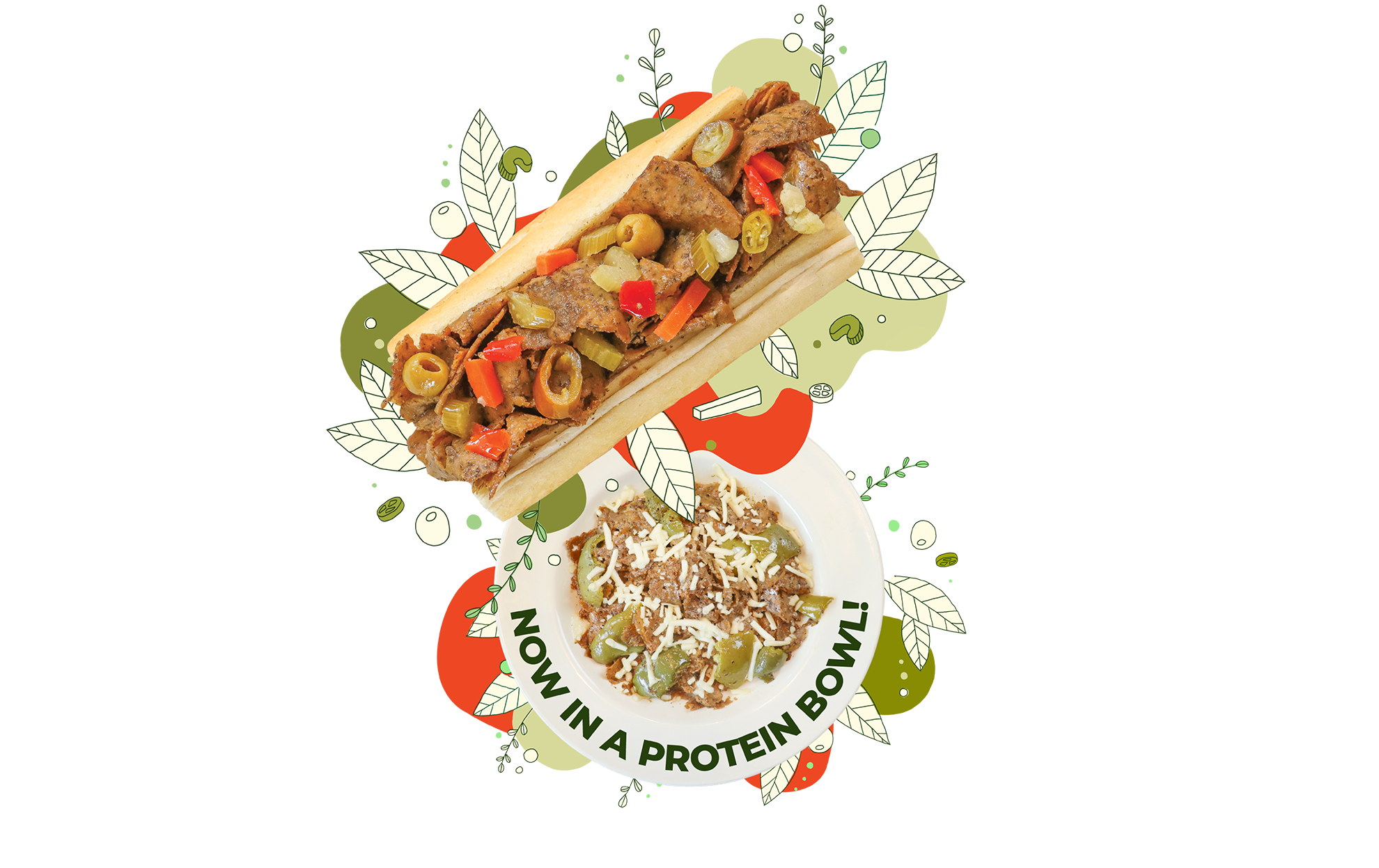 PlantBased Italian Beefless Sandwich & Protein Bowl Buona Beef