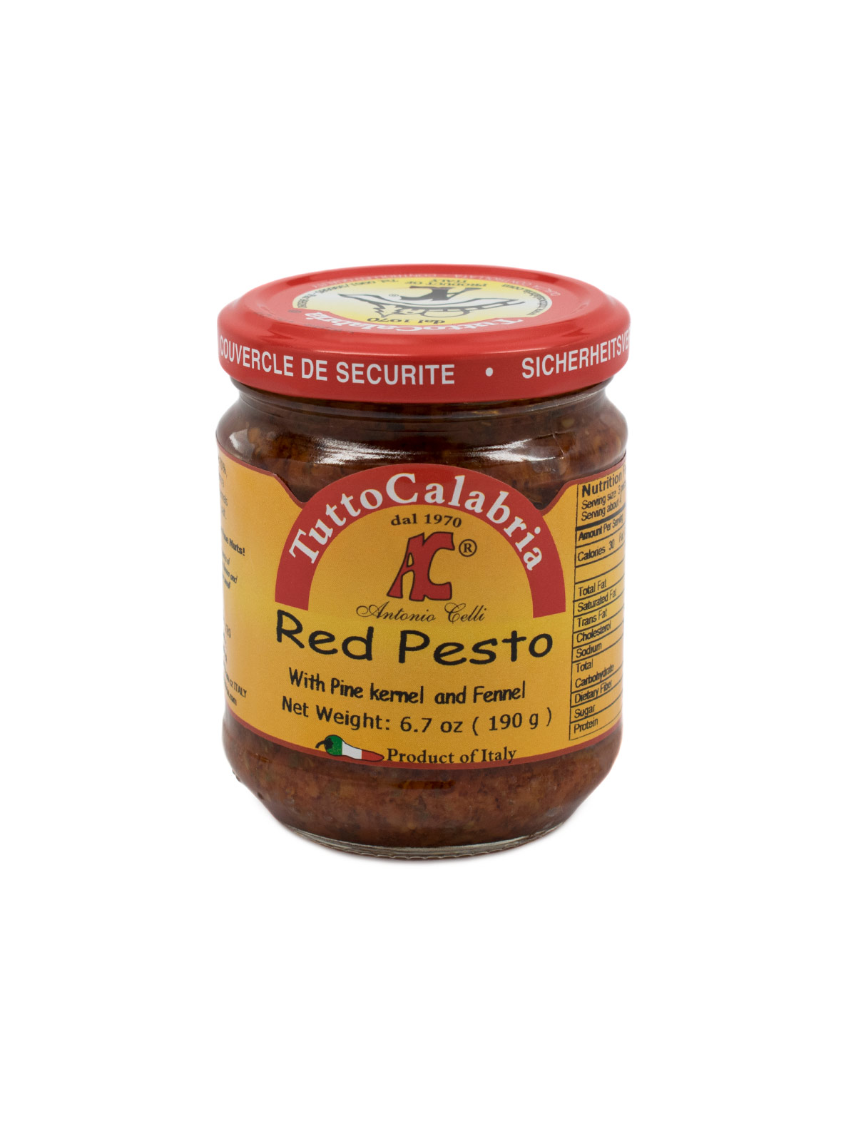TUTTO CALABRIA RED PESTO WITH DRIED TOMATOES 6.7 oz. » Buon'Italia