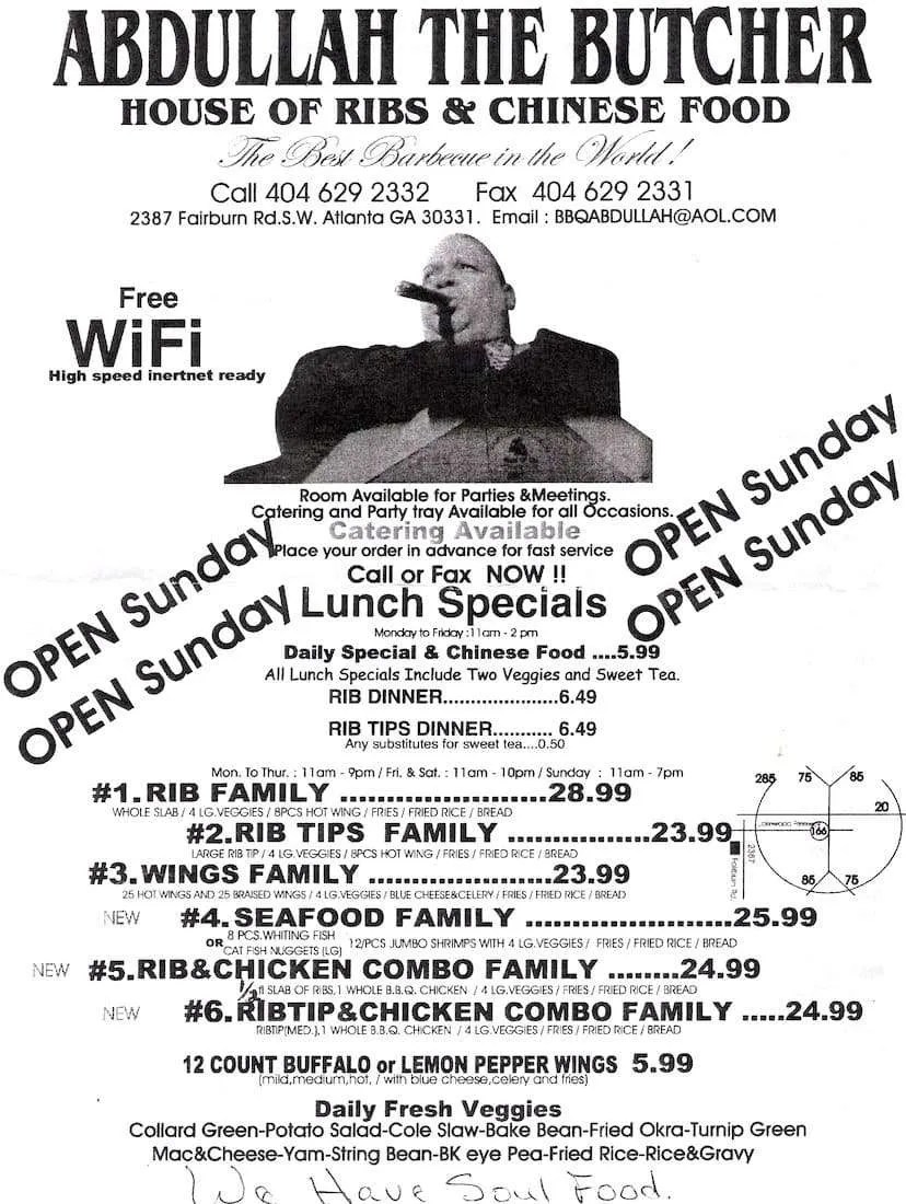 Abdullah the Butcher House of Ribs in Atlanta, • The Burger Beast