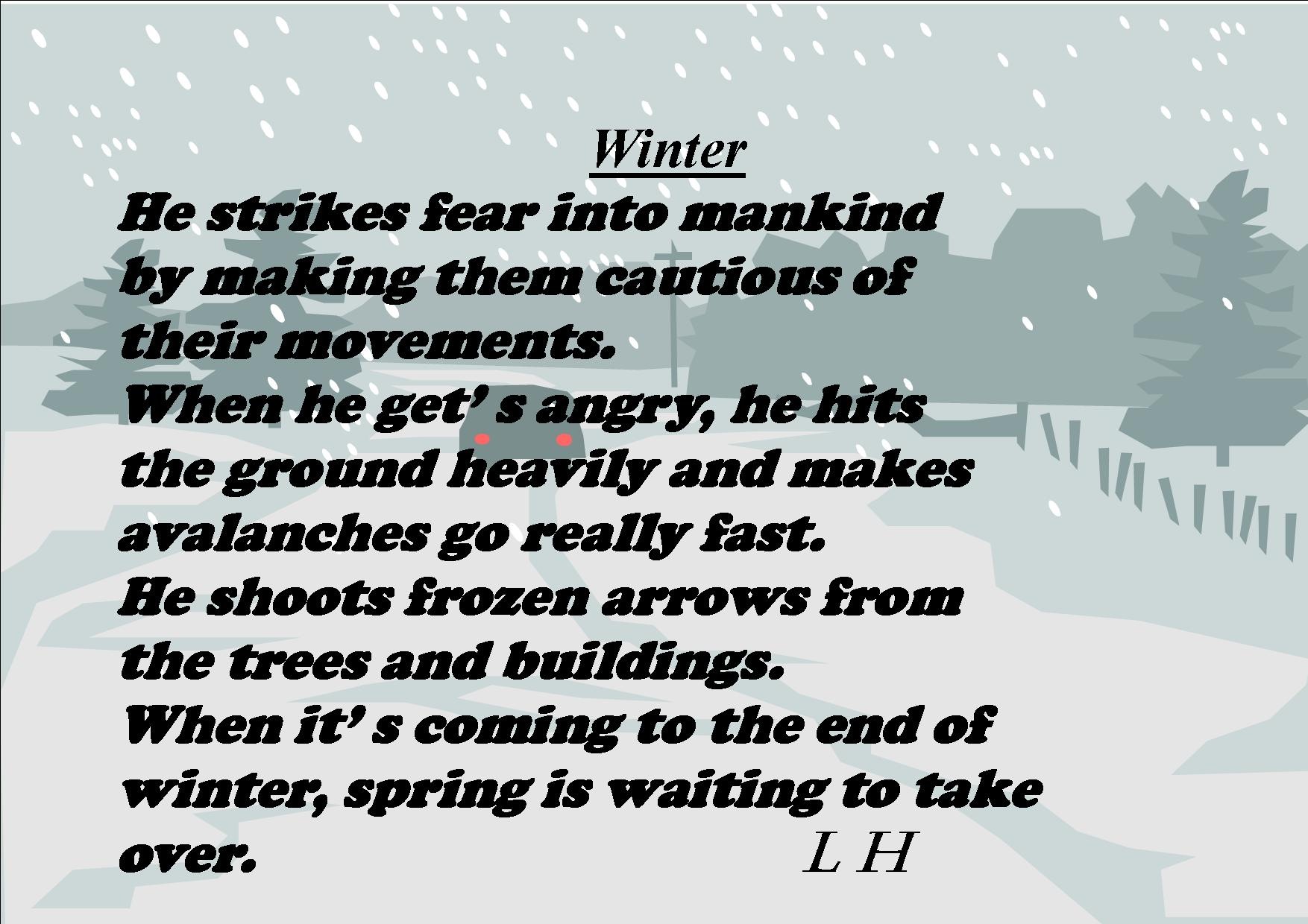 The gallery for > Personification Poems About Winter