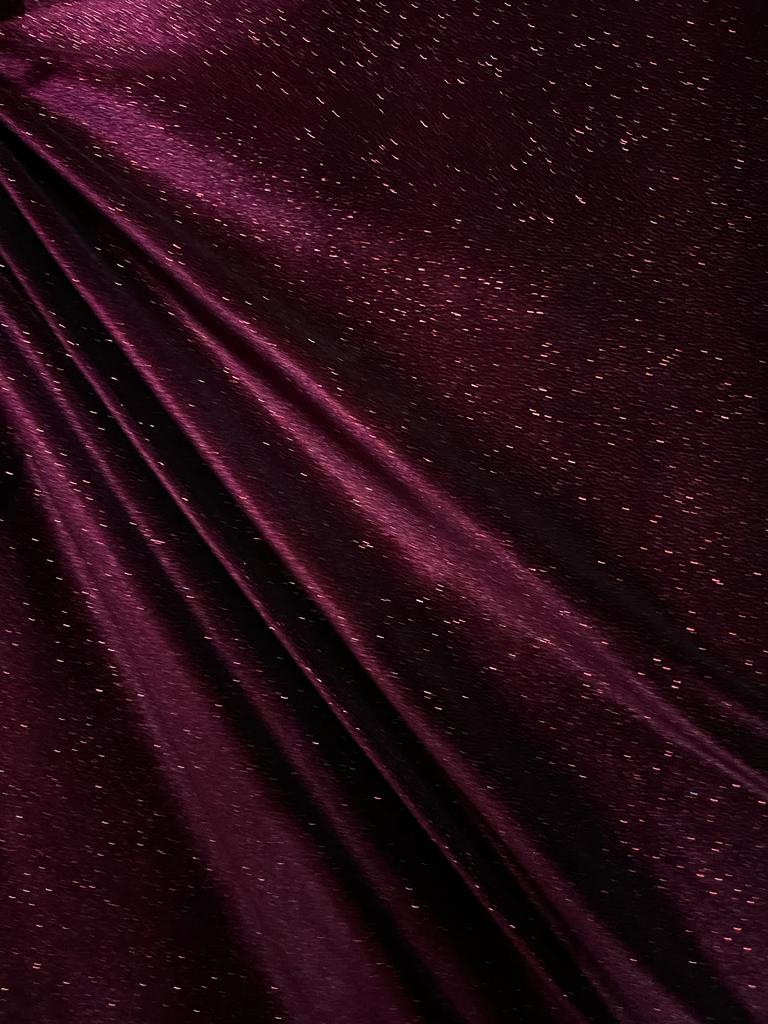 58/60 Burgundy Glitter Stretch Velvet Fabric By The Yard