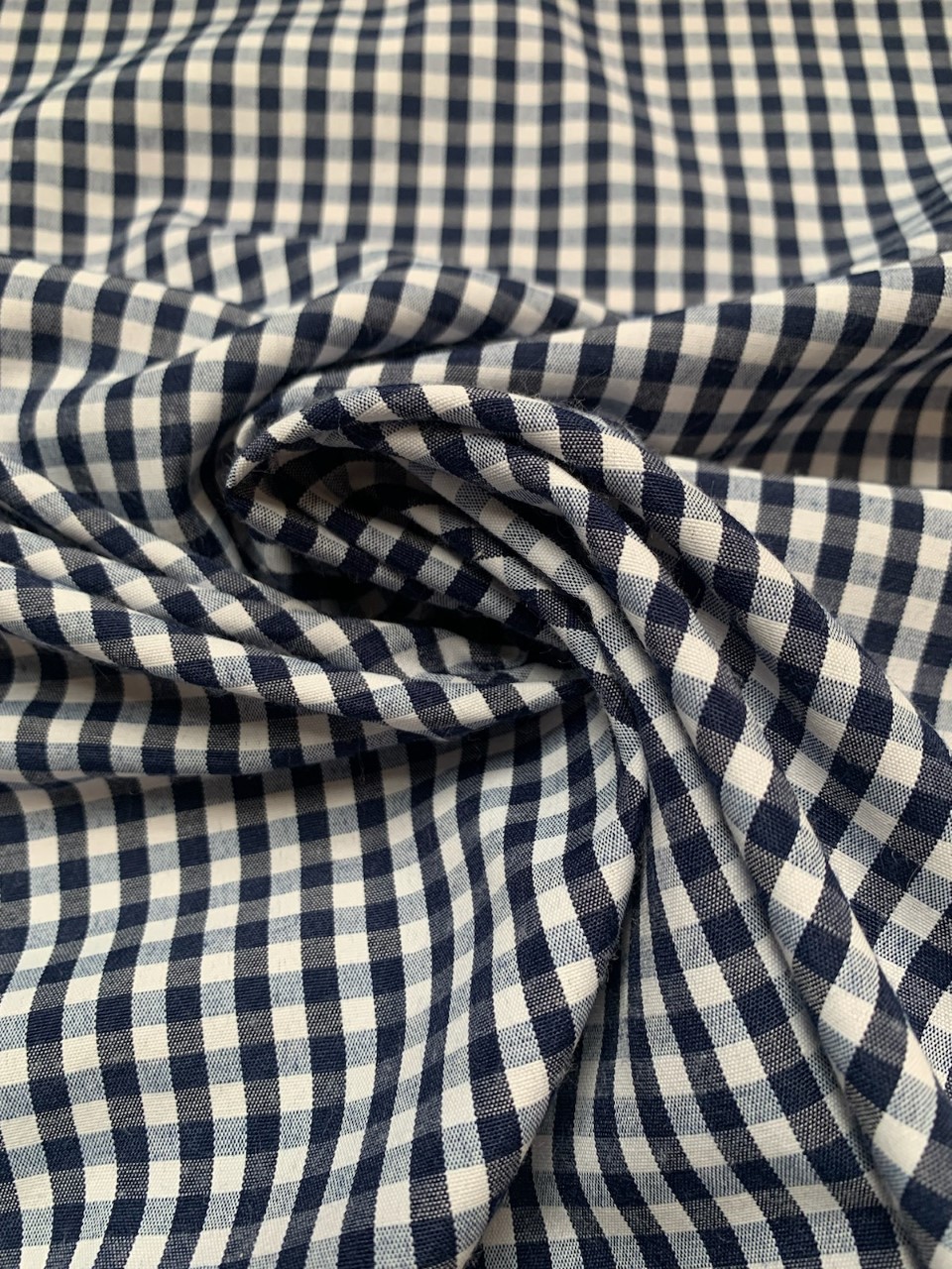 1/8 Navy Gingham Fabric 60 Wide By The Yard Poly Cotton Blend