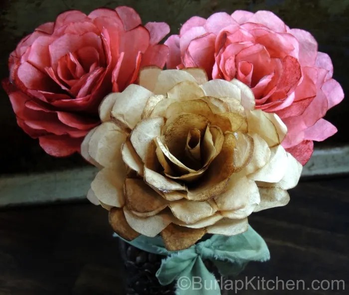 DIY Coffee Filter Flowers Burlap Kitchen