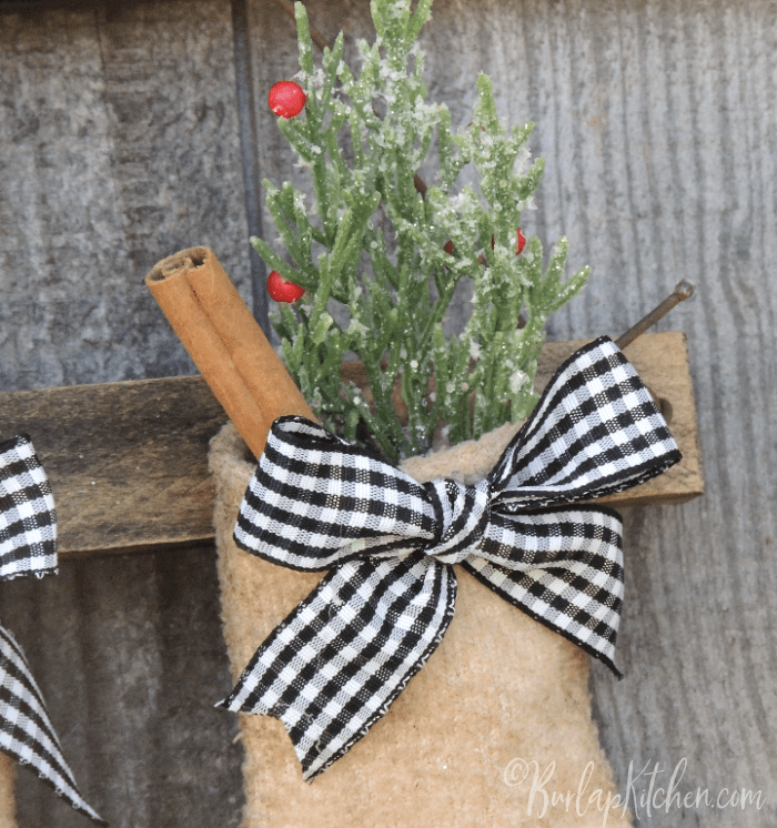 DIY Stocking wall hanger Burlap Kitchen