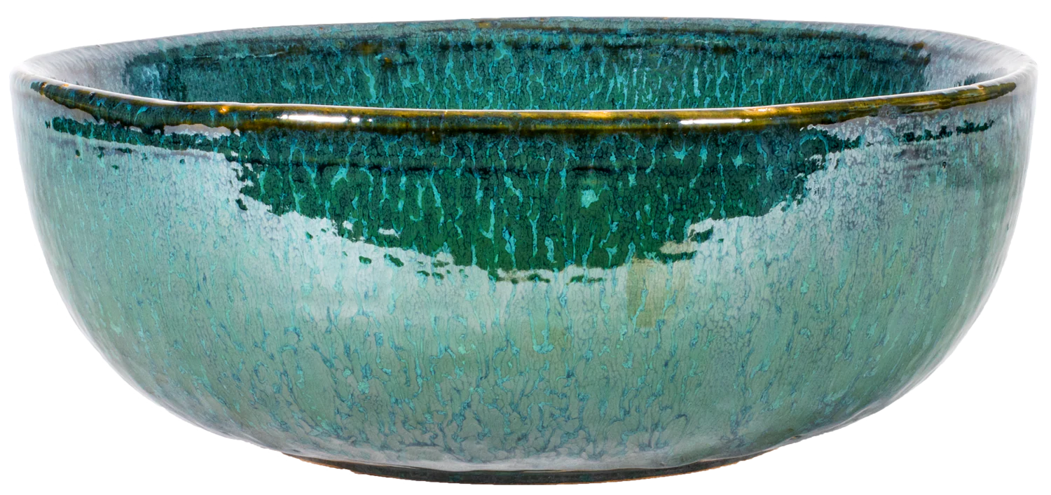 Low Container Copper Green BurleyPottery