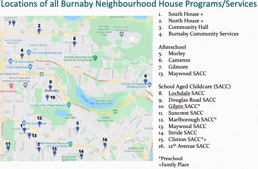 Overall Locations Burnaby Neighbourhood House