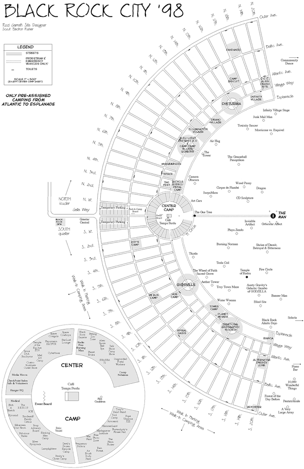 1998 Black Rock City Map Burning Man