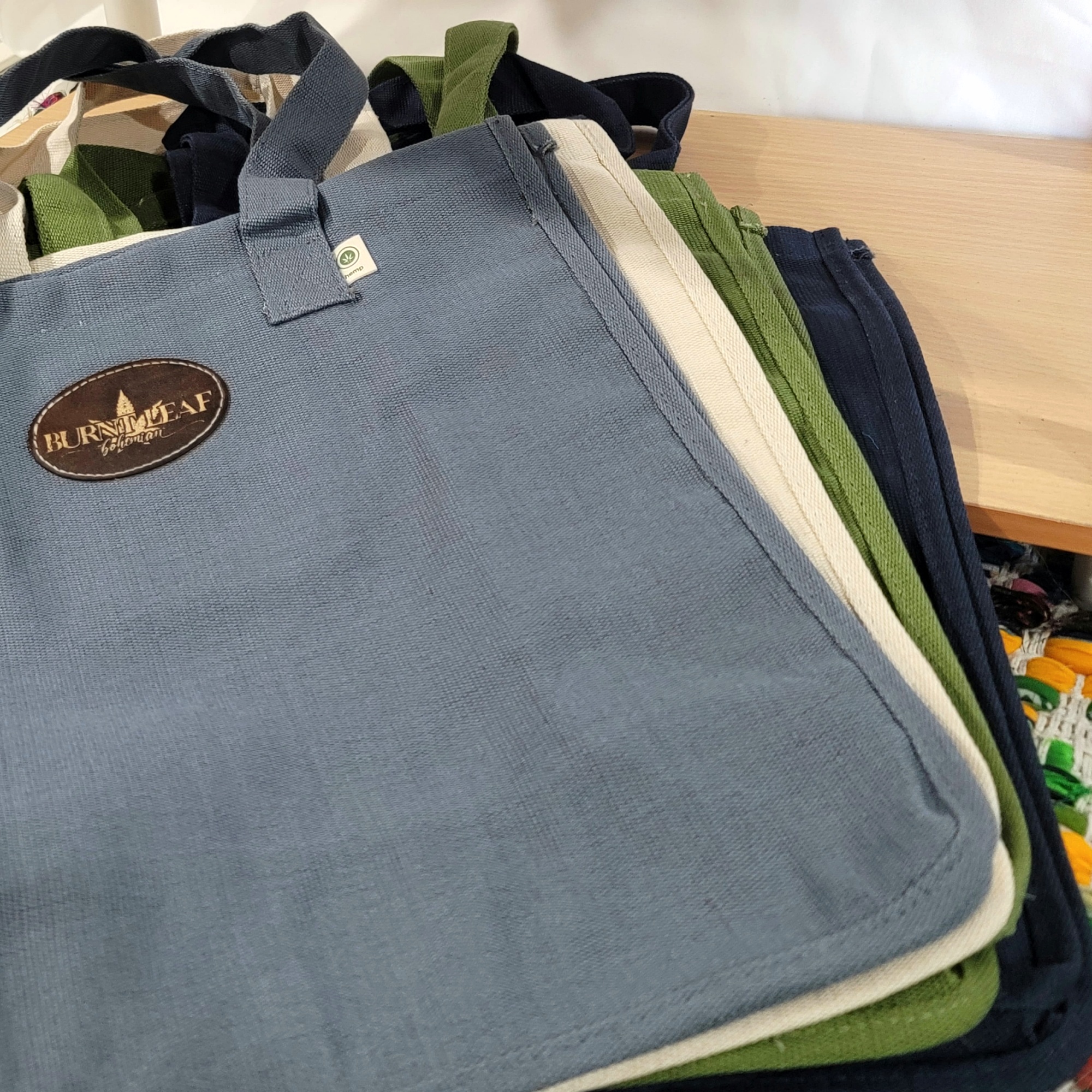 Hemp Market Tote Bag Burnt Leaf Bohemian