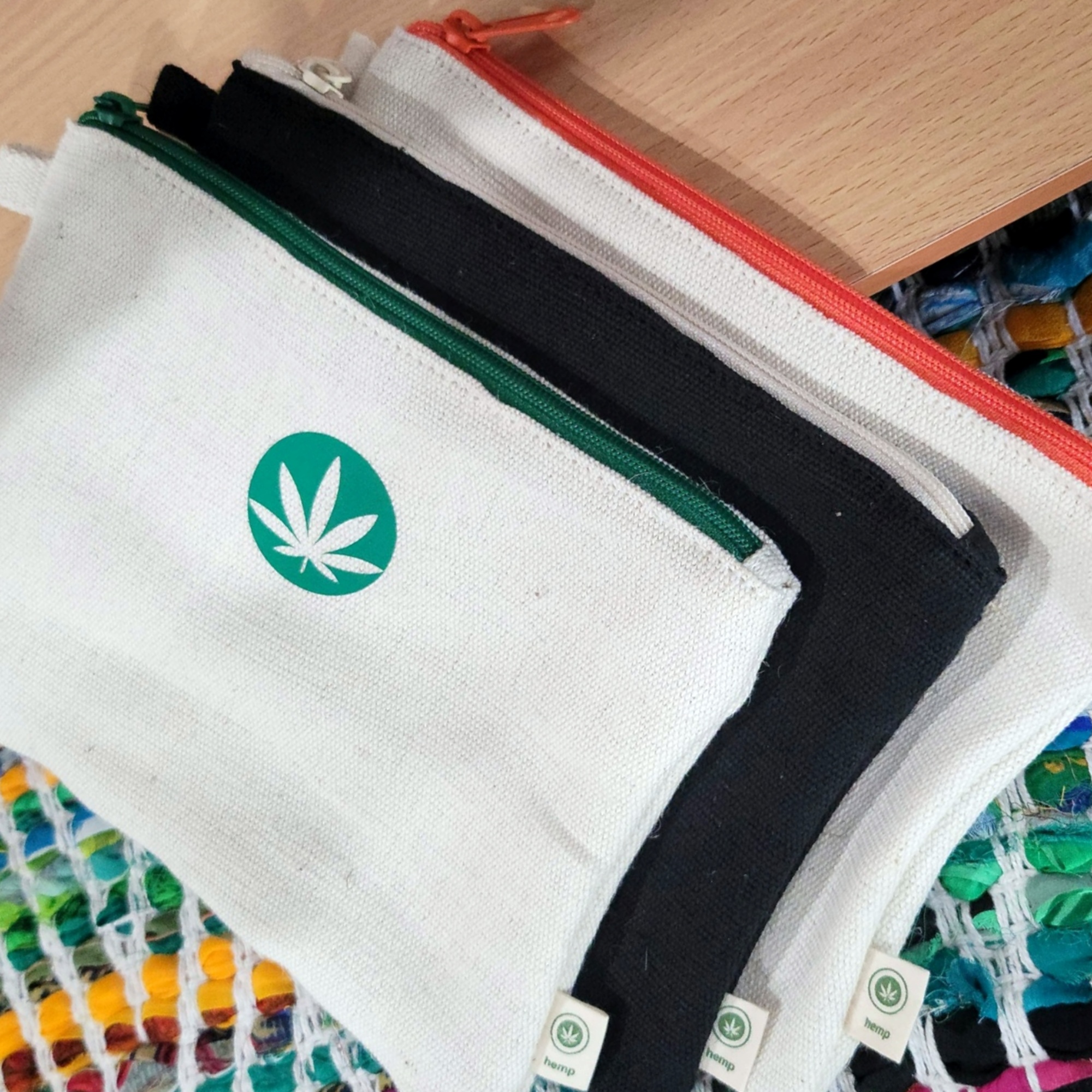 Hemp Zipper Pouch Burnt Leaf Bohemian