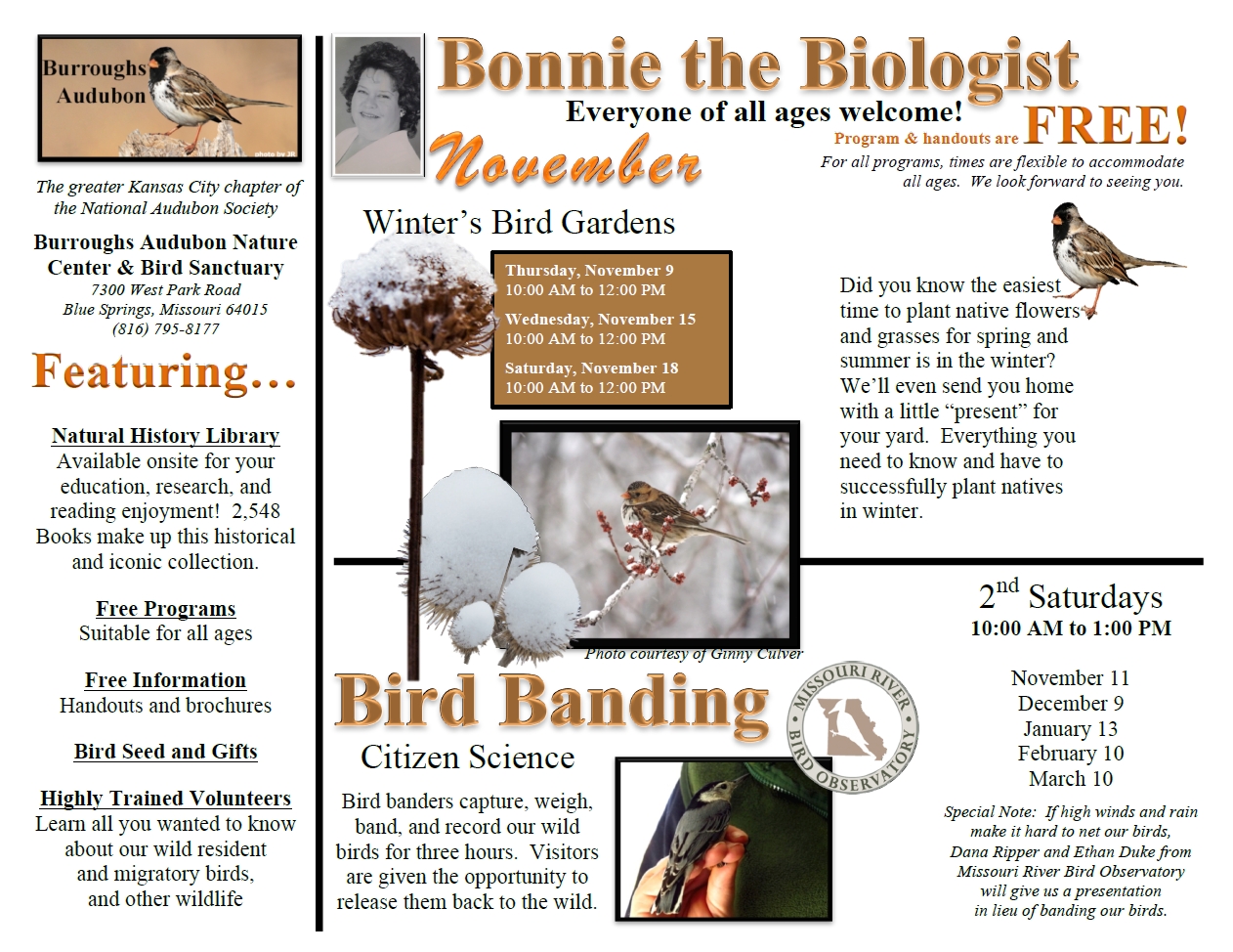 Nature Center & Bird Sanctuary Burroughs Audubon Society of Greater Kansas City