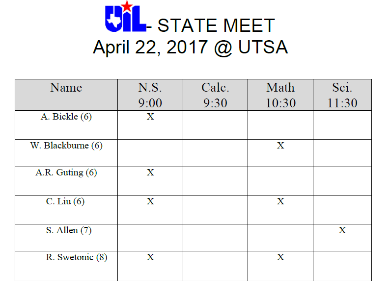 Competitions Bush U.I.L. Team