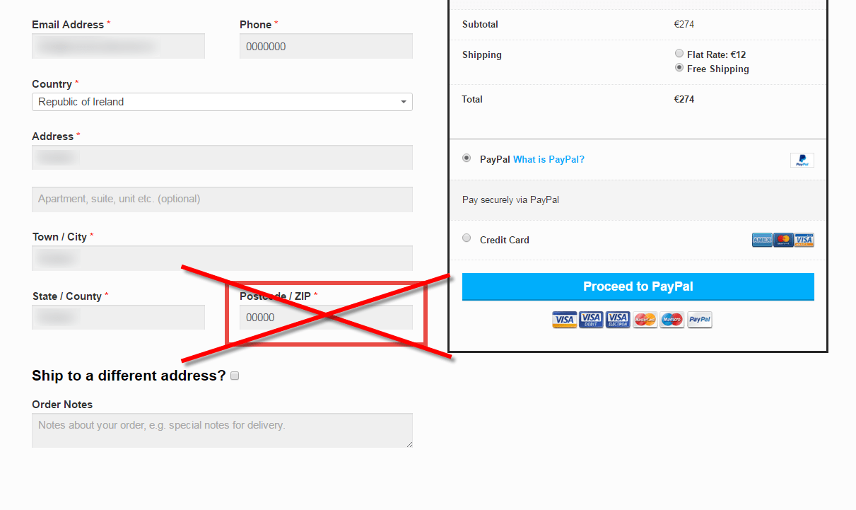 Disable PostCode/Zip Field on the Checkout Page