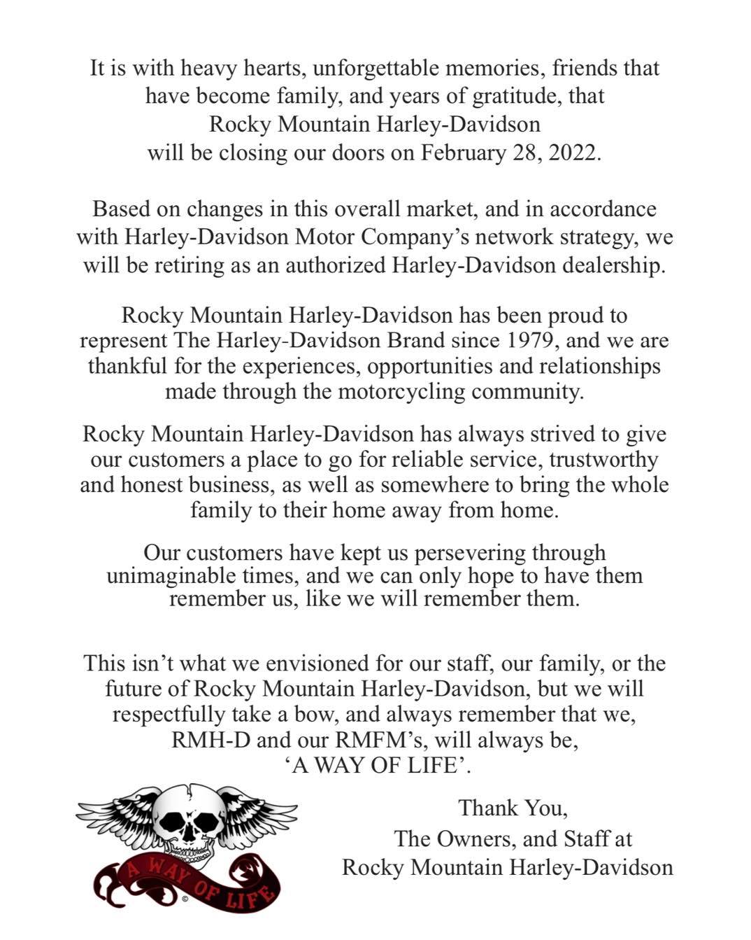 Littleton HarleyDavidson dealership closing after 43 years BusinessDen