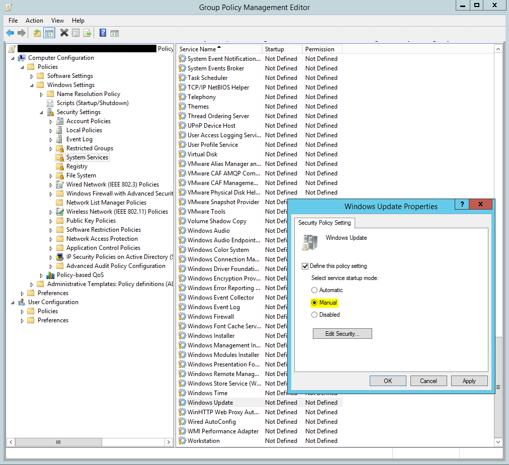 Windows Update Configuration for Patch Management