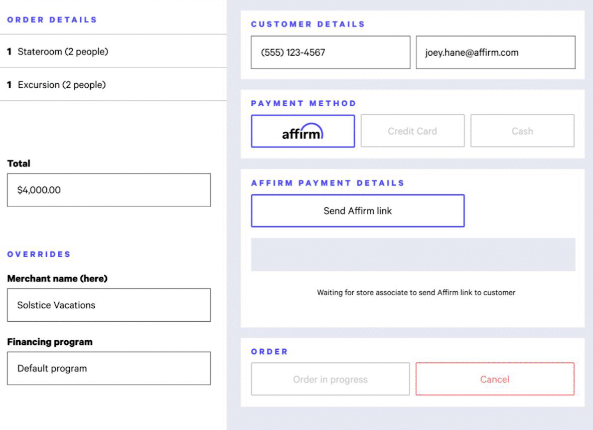 In store merchant Point of Sale (POS) integration Affirm US (English)