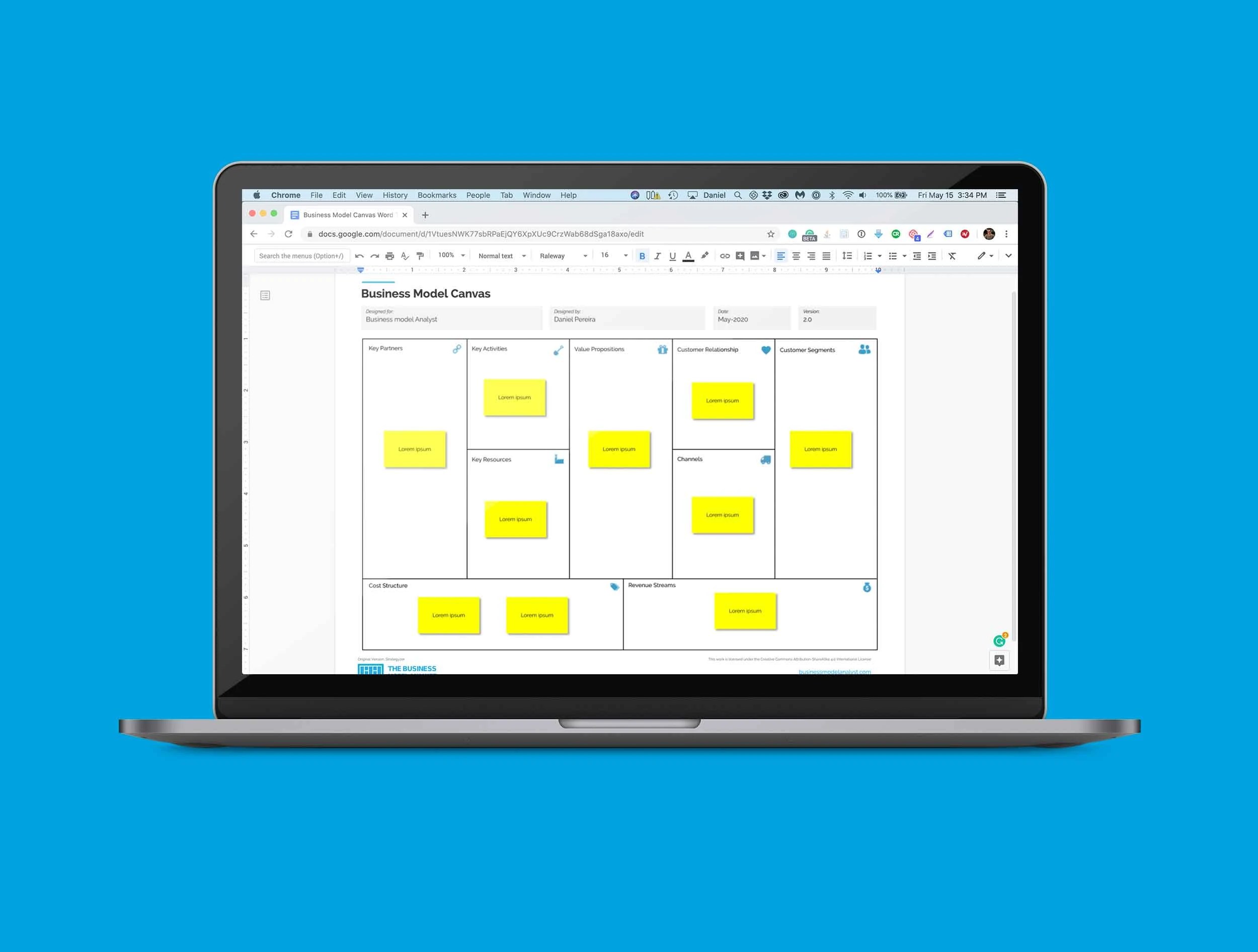 business model canvas google docs template countrycaravans.co.uk