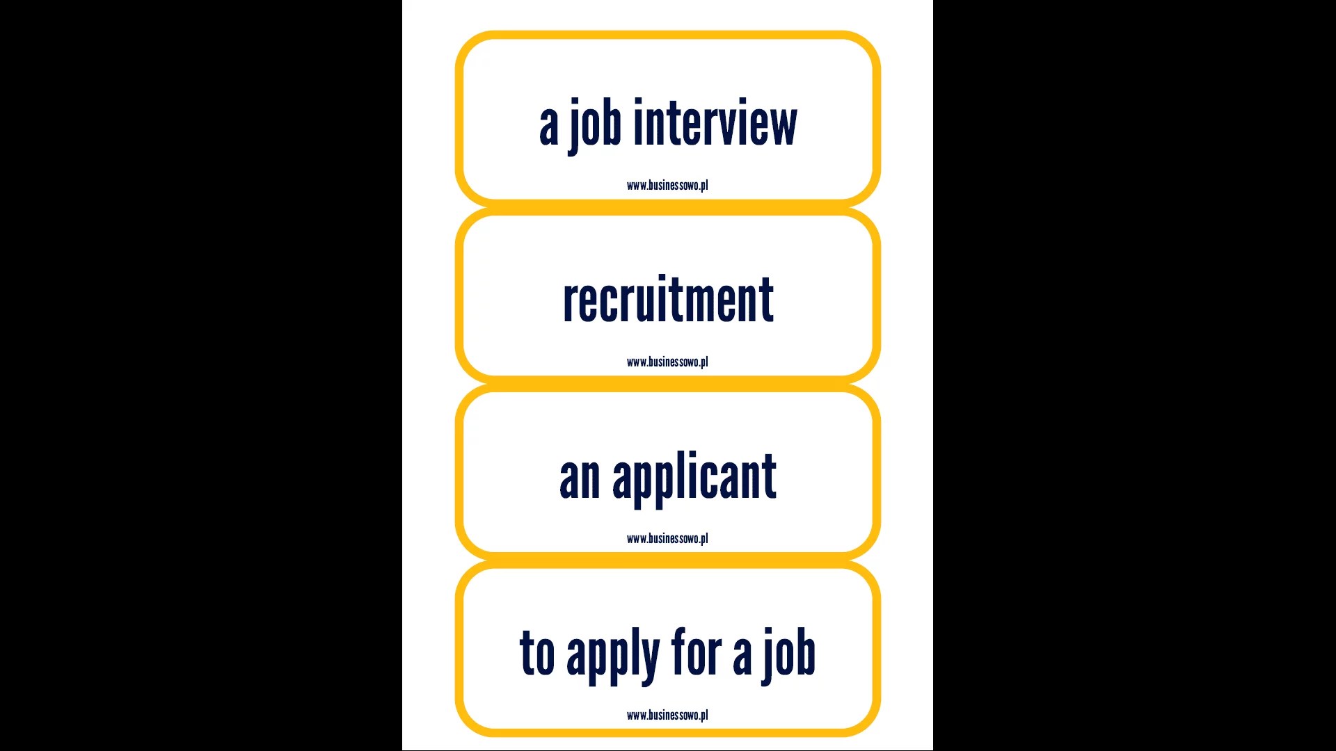 Business English Flashcards & Wordcards WORK / JOB Businessowo