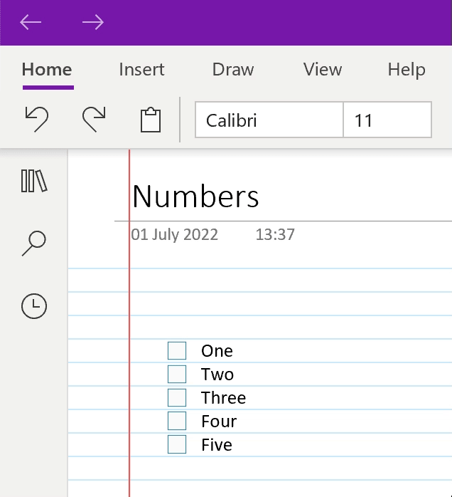 How to write behind the rule lines in OneNote Business Tech