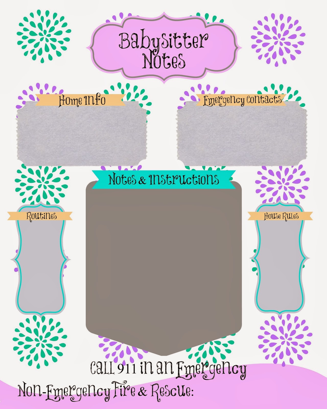 Babysitter Information Form Busy Moms Helper