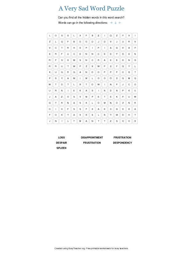 A Very Sad Word Puzzle