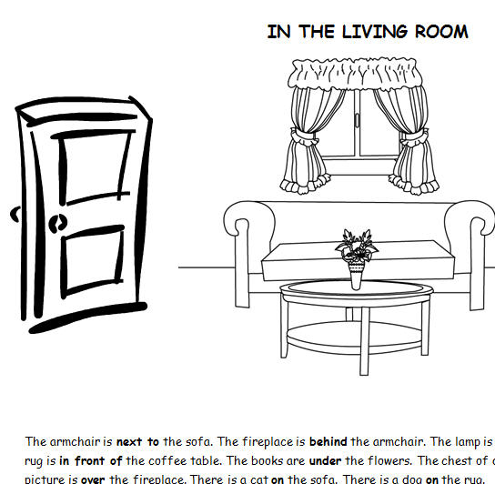 Furniture And Prepositions: Cut And Stick Sheet