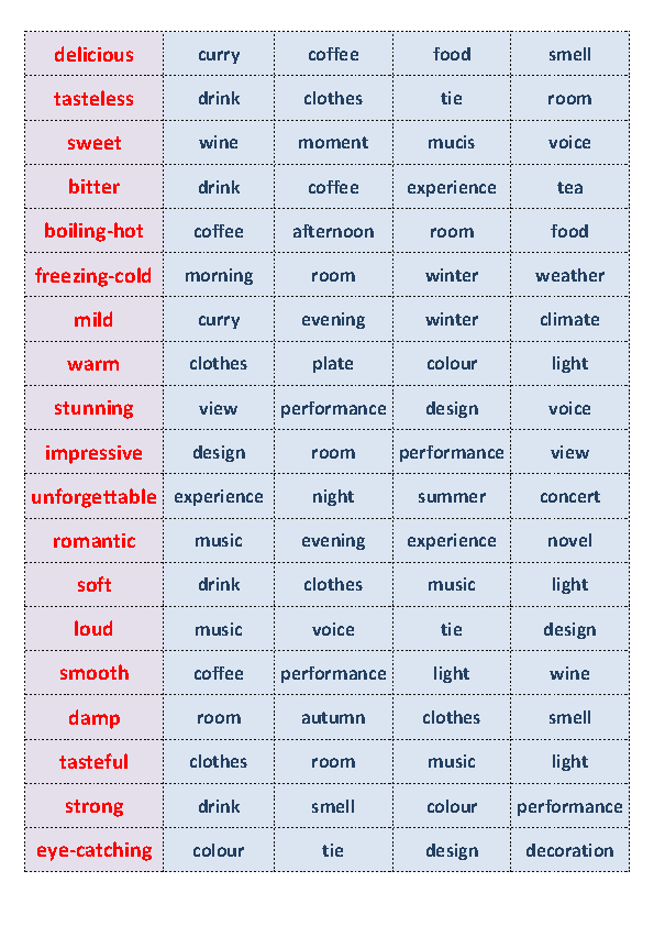 Noun and Adjective Collocations