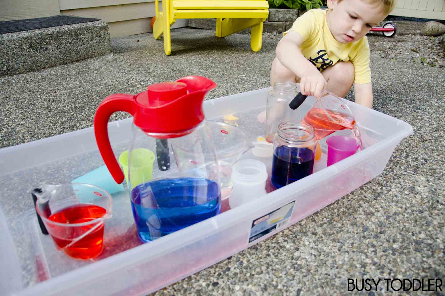 Pouring Station Activity for Toddlers Busy Toddler
