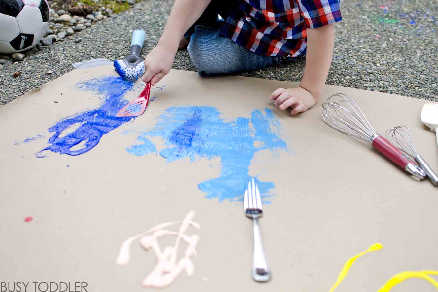 Kitchen Tools as Paint Brushes Busy Toddler