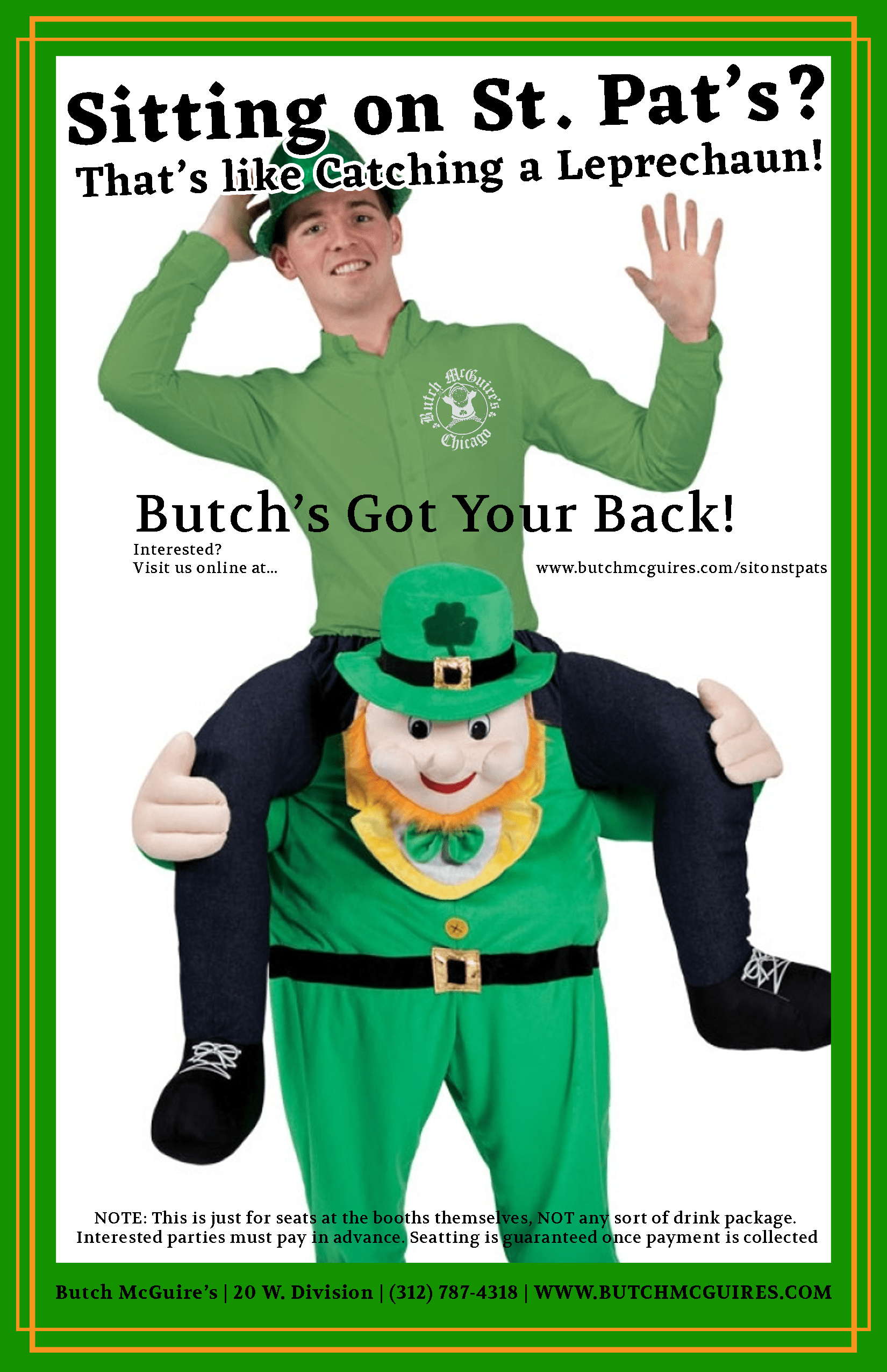 St. Pat’s is coming…. rent your booth! Butch McGuires