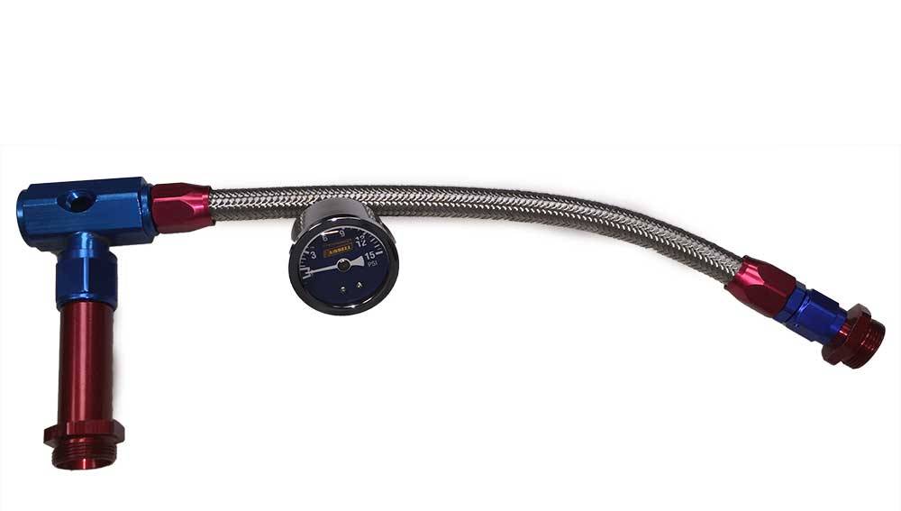 Russell Russell Dual Inlet Carburetor Fuel Line Kit w/Guage, 4150, Red/Blue, RUS641100