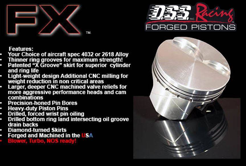 DSS Racing DSS 14cc Dish Pistons, 400/428, 4.000" Str,