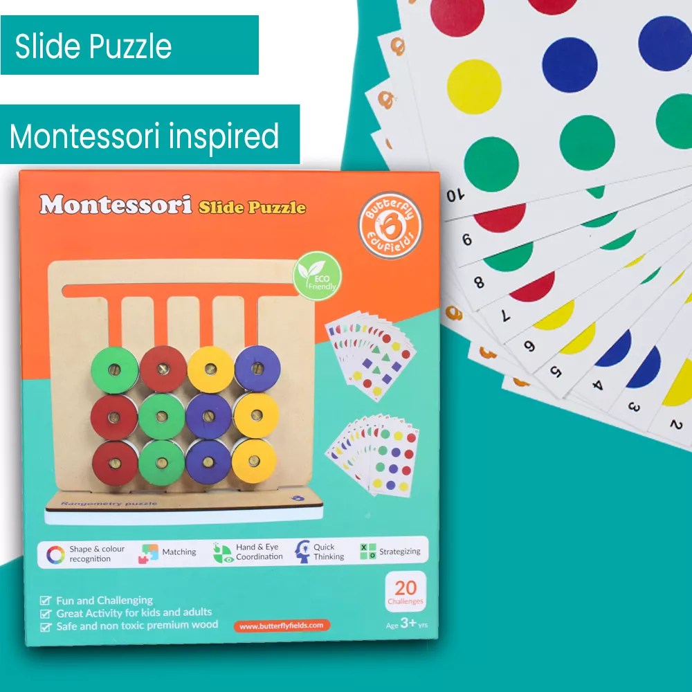 Montessori Slide Puzzles Brain Games Toys for Kids 4 5 6 Years Boys